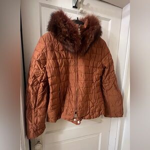 Joan Thylmann for Bogner Copper Down Jacket with Natural Fur Collar